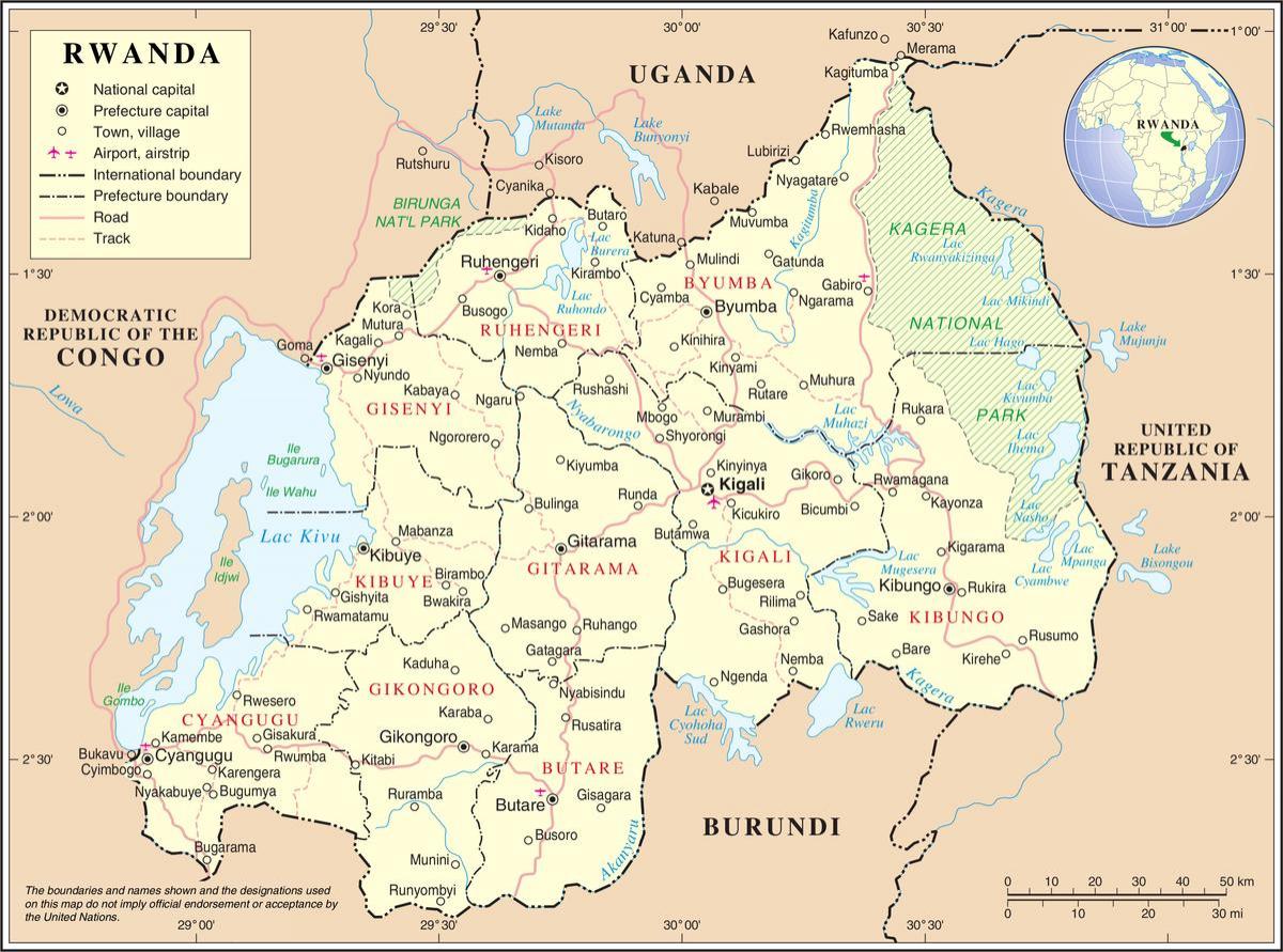 mapa mapu Ruandi u okruženju