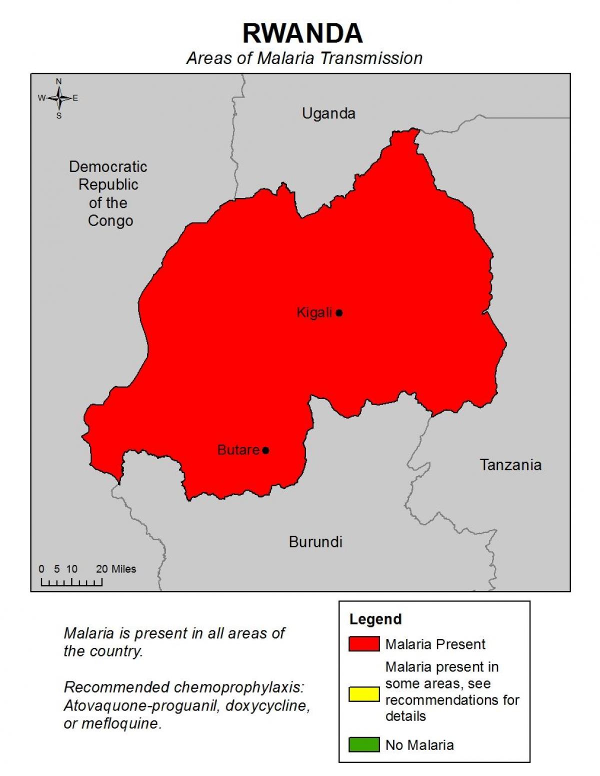 mapa Ruandi malariju